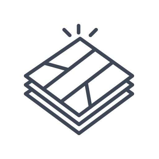 Ikon - stablede planker med lysglimt på toppen