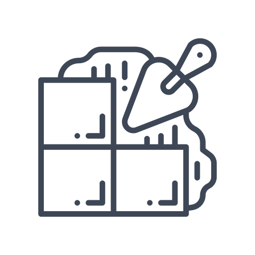 Ikon - flislegging med sparkel og lim i bakgrunnen